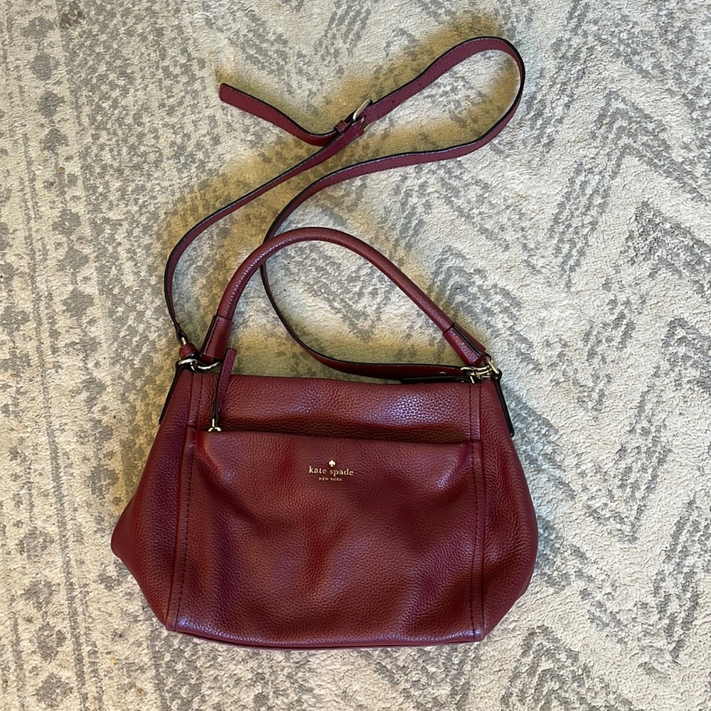 Kate Spade burgundy crossbody bag- short or long strap
